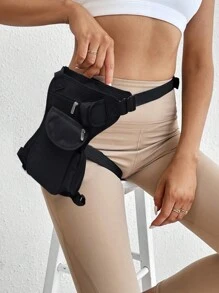 帆布龐克腰包賽車腿袋摩托車戶外包帶可拆卸帶,特別合適的適用於遠足,戶外,登機,車,旅行使用 - 黑色 - 查看 2