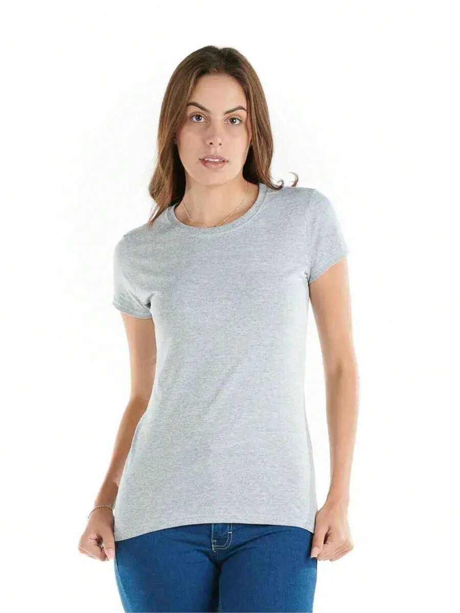 Playera Gris Claro Cuello Redondo (ENVIO RAPIDO) - M - Ver 1
