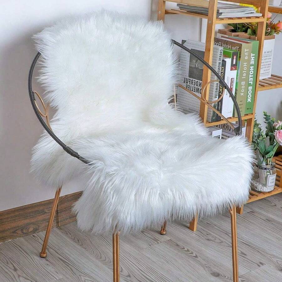 2x3 Ft White Soft Faux Sheepskin Fluffy Area Rug - White - View 1