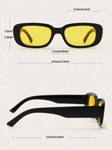 1pc Women's Black Small Square Frame Fashionable Glasses Suitable For Daily Wear Casual Shades Beach Accessories Beach Accessories For Women Glasses Shades Basics Fall Winter Women Outfits Clothes Business Casual Gifts - Yellow - View 4