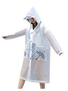 1pc Adult Waterproof Eva Long Raincoat Travel Fishing Hiking Cycling Rainwear Jacket - Multicolor - View 5