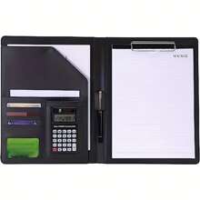 1pc Pu Leather Combination Folder For Clipboards, Business Interview Resumes (Black)