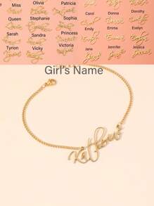 1 件個性化時尚女孩名字手鍊 - 金黃色 - 查看 1