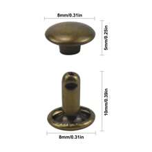 100 PCS Leather Rivets Double Cap Rivet Rivets Tubular Metal Rivets Bronze Hollow Rivets for DIY Craft Leather Bags Shoes Belt Repair Decoration, 8 × 8 mm - Bronze - View 2