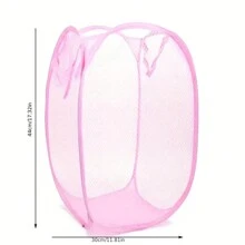 1 件弹出式网状洗衣篮，可折叠便携式衣物洗涤洗衣篮，可折叠脏衣服收纳篮，家庭袜子内衣玩具杂物收纳篮学校用品学校配件返校大学生组织者学校组织者袋教师收纳袋 - 粉色 - 查看 3