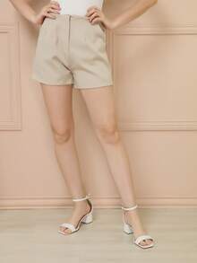 Women Shorts - 米色 - 查看 3