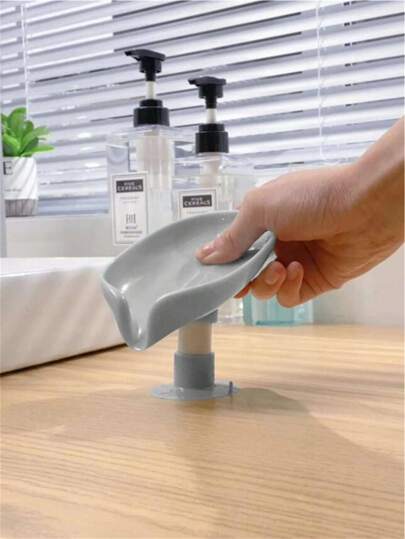 1pc Simple Gray Soap Dish, Seamless Bathroom Soap Holder
