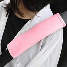 2 pièces Coussinets d'épaule de ceinture de  de voiture, housses de ceinture en peluche universelles pour enfants, rose