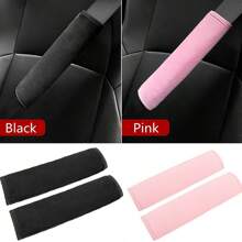 2 pièces Coussinets d'épaule de ceinture de  de voiture, housses de ceinture en peluche universelles pour enfants, rose