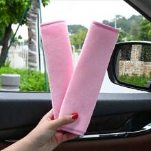 2 pièces Coussinets d'épaule de ceinture de  de voiture, housses de ceinture en peluche universelles pour enfants, rose