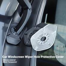 2入組車擋風玻璃刮水器洞套保護工具,防塵矽膠墊防止樹葉通用工具車配件 - 黑色 - 查看 1