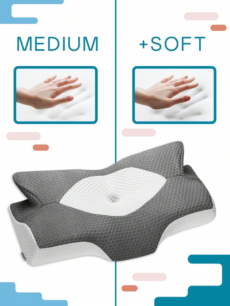 Elviros Cervical Memory Foam Pillow, Contour Pillows for Neck and Shoulder Pain, Ergonomic