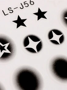 2入組3D黑色星星美甲貼紙數字指甲貼花Y2K噴槍模版裝飾心蝴蝶美甲拖鞋 - 彩色 - 查看 5