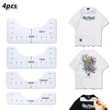 4PCS For T-Shirt Ruler Guide, T-Shirt Alignment Tools With Clothing Size Chart, 4 Rulers Included, T-Shirt Centering Vinyl Guide For For HTV Heat Press Transfer And Sublimation Designs On Shirts - White - View 4