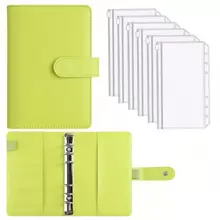 1pc Or 2pcs Or 5pcs A6 Macaron Grid Marble Loose Leaf Binder With 6pcs Zipper Pouches,Back To School,School Supplies