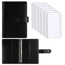 1pc Or 2pcs Or 5pcs A6 Macaron Grid Marble Loose Leaf Binder With 6pcs Zipper Pouches,Back To School,School Supplies