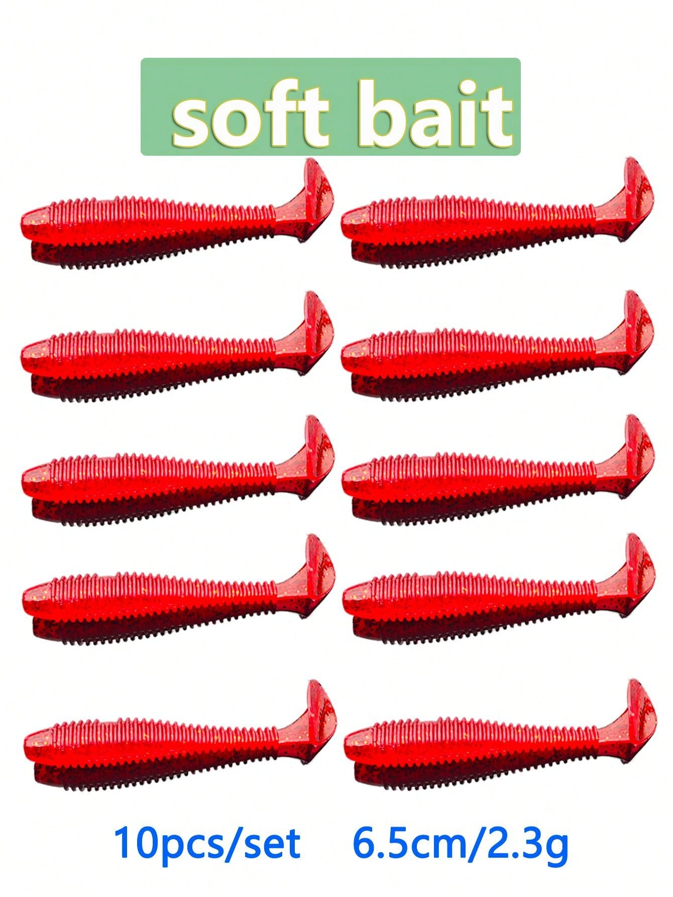 Screw T Tail Fishing Lures, Set Of 10, Largemouth Bass & Wels Catfish Lures, Pvc Material Slow