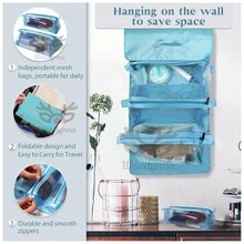 Cosmetiquera Neceser Bolsa Ajustab Viaje Portátil Maquillaje - Azul - Ver 4