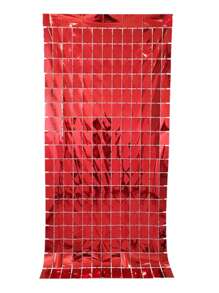 Pack Of 2 Metallic Square Curtains For Party (Choose Color) - Red - View 1