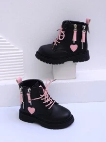 Creative Personalized Fashion Zipper Street New Versatile Color Block Boots - Black - View 5
