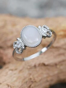 1 Sang Trọng Công Chúa Bạc Hình Bầu Dục Đá Mặt Trăng Cho Nữ, Hẹn Hò/Sinh Nhật/Đính Hôn/Quà Cưới, bộ Trang Sức Thời Trang - Bạc - Xem 4