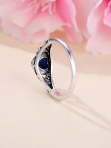 Vanel 1piece Retro & Gothic Style Black Heart Pattern Decorated Ring, Suitable For Women On Dates And Daily Wear Valentines