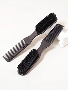 2pcs Multifunctional Hair Comb & Brush - Black - View 4