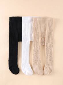 3對中性色無性別嬰兒腳套緊身褲,適合日常穿著 - 彩色 - 查看 4