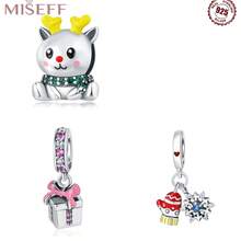 Miseff 2023 全新 1 件 925 純銀聖誕手套雪花麋鹿禮物串珠手鍊 Diy 珠寶製作，女孩/男孩的生日/聖誕禮物，復古聖誕女士禮物