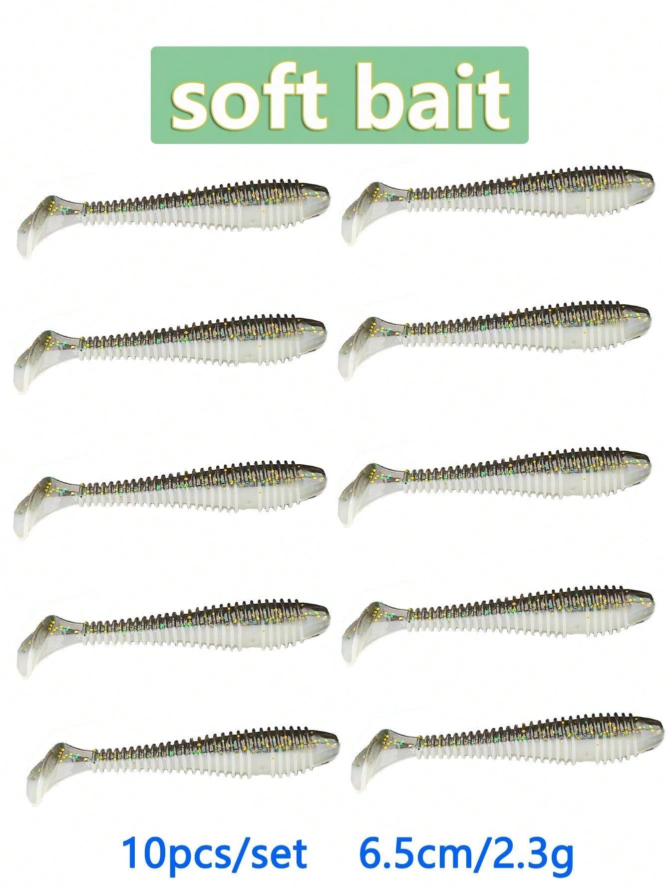 1 Bag Threaded Ttail Lure Soft Bait (10pcs) For Largemouth Bass