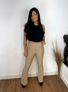 Women Pants - 米色 - 查看 1