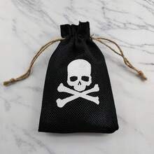 (1入組)高端亞麻骰子袋,黑色骷髏花紋,束口袋,可用於儲物、收藏、禮品並方便攜帶,桌遊配件(不包含骰子) - 黑色 - 查看 6
