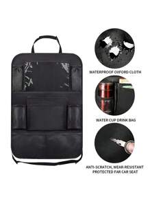 1pc Polyester Car Seat Back Hanging Storage Bag - Black - View 2