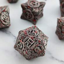 Metal Dice Set, Polyhedral Dice Set For Large Rpg Role-Playing Dice Mtg Board Game Dice With D20 D10% D10 D8 D6 D4 - Red - View 4