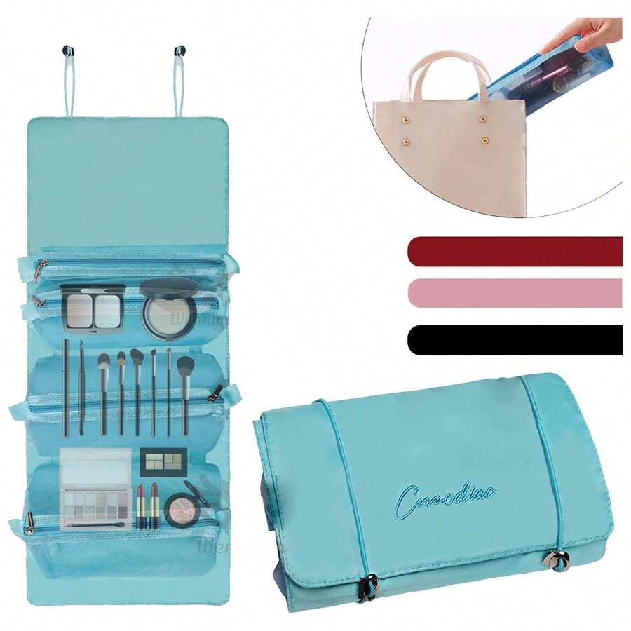 Cosmetiquera Neceser Bolsa Ajustab Viaje Portátil Maquillaje - Azul - Ver 1