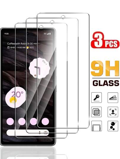 3pcs High Definition Anti-Scratch Anti-Explosion Screen Protector Film, Applicable For Google Pixel, Hardened Super Clear Increased Transparency Rounded Edges Non-Cutting Film, Electroplated High Transmittance High Definition Display, High Aluminum Glass White Edges Upgraded Anti-Explosion Anti-Fingerprint Sensitive Touch Smooth Feel Borderless Ultra-Thin Protective Film, Precise Fit Easy Installation Phone Accessory