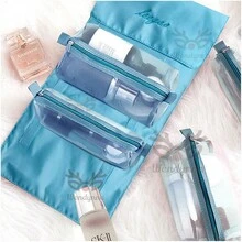 Cosmetiquera Neceser Bolsa Ajustab Viaje Portátil Maquillaje - Azul - Ver 6