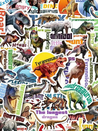 50 件恐龙贴纸，适用于水瓶、笔记本电脑、汽车、手机、吉他、滑板电脑、可爱、趣味、美观乙烯基贴纸，防水、可爱、美观贴花，适合青少年、男孩、女孩、成人。恐龙汽车贴纸、恐龙文具、趣味成人贴纸、男孩贴纸、恐龙贴纸、男孩汽车贴纸、时尚贴纸、男孩贴纸、男孩贴纸