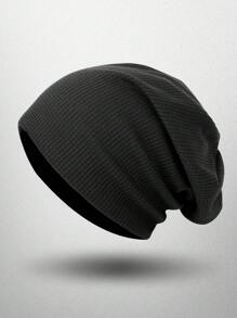 1pc Women's Black Solid Color Newsboy Cap With Grid Pattern, All-Match Fashionable Headwear Bonnet Hair Bonnet Turban - Black - View 2