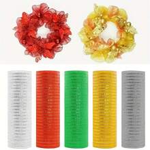 1卷10英寸*10碼pp網眼紗卷裝,圣誕節金色絲網眼紗節日裝飾材料,diy製衣和裙子配件 - 卡其色 - 查看 4