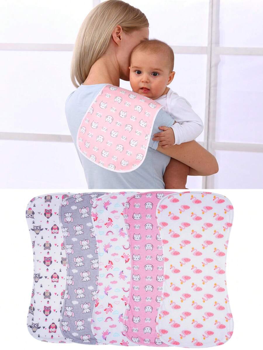 5pcs Baby Burp Cloth Set - Pink - View 1