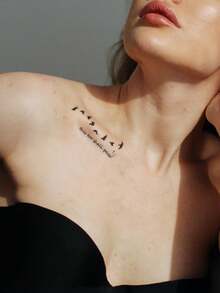 STARTTOOS 4入組/包鳥&羽毛&心形暫時性刺青紙,黑色,適合手腕、小身體部位