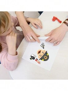 12 件/套消防員拼圖貼紙,卡通消防員貼紙 - 彩色 - 查看 5