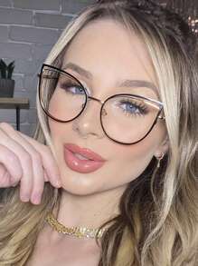 1 Pair Stainless Steel Cat Eye Frame Casual Eyeglasses For Women