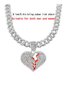 1 Áo Thời Trang Trái Tim Tan Vỡ-Giả Kim Cương Giả Bạc/Mạ Vàng Trái Tim Tan Vỡ Bling Đá Ra Mặt Dây Chuyền Trang Sức vòng Cổ - Bạc - Xem 3
