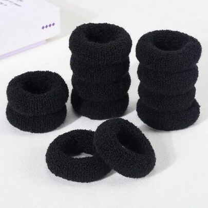 12pcs Girls' Korean Style Candy Color Thick Towel Hair Scrunchies, Cute Bun Maker, Wide Elastic Hair Ties, Ponytail Holders, Hair Accessories For Daily Use