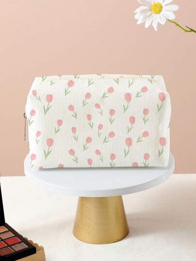 Bolsa de cosméticos de franela octagonal con estampado de tulipanes todo sobre todo, organizador de maquillaje para herramientas de maquillaje, bolsa de aseo, almacenamiento de maquillaje, bolsa de lavado, regalo para niña, mujer, mamá, útiles escolares, organizador de viaje, esenciales de playa, vacaciones de verano, útiles escolares, bolsa de maquillaje, artículos esenciales para vacaciones, bolsas de maquillaje, neceser de maquillaje, organizador de maquillaje, invierno rosa 2024, útiles escolares
