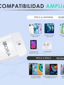 Cargador Tipo C 20w 3A Y Cable IP Compatible Con iPhone 14/13/13/12/ 11/X, etc - Blanco - Ver 5