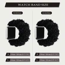 1入黑色絨面波浪邊鬆緊帶兼容蘋果手錶49/45/44/42/41/40/38毫米,適用於ultra/se/8/7/6/5/4/3/2/1系列 - 黑色 - 查看 4