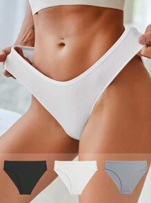 3 piezas/set puro color jacquard Ropa interior Set - Multicolor - Ver 1